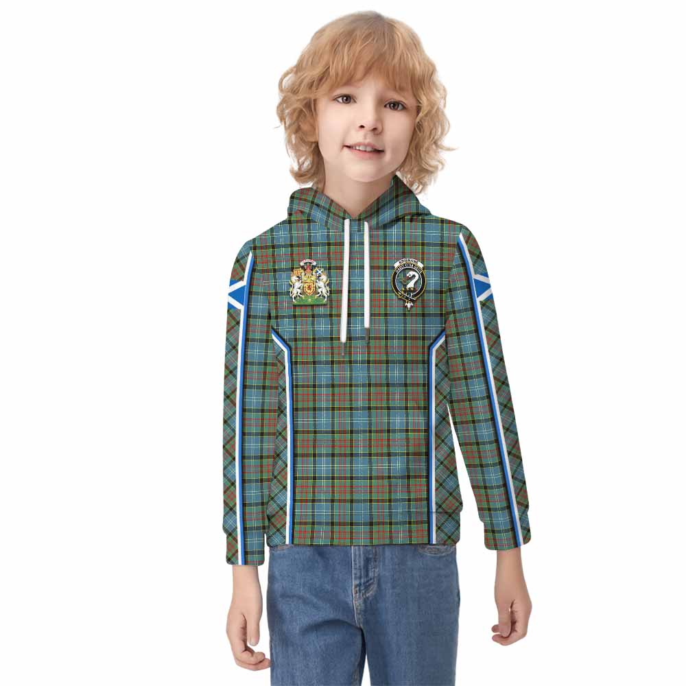 Brisbane Tartan Crest Kid Hoodie Scotland Coat of Arm Flag Style - Tartan Vibes Clothing