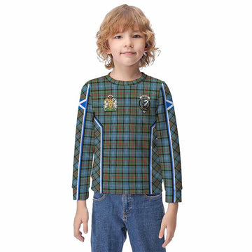 Brisbane Tartan Crest Kid Knitted Sweatshirt Scotland Coat of Arm Flag Style - Tartan Vibes Clothing
