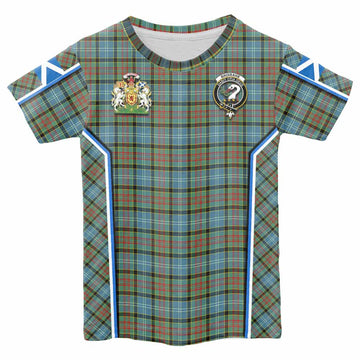 Brisbane Tartan Crest Kid T-shirt Scotland Coat of Arm Flag Style - Tartan Vibes Clothing