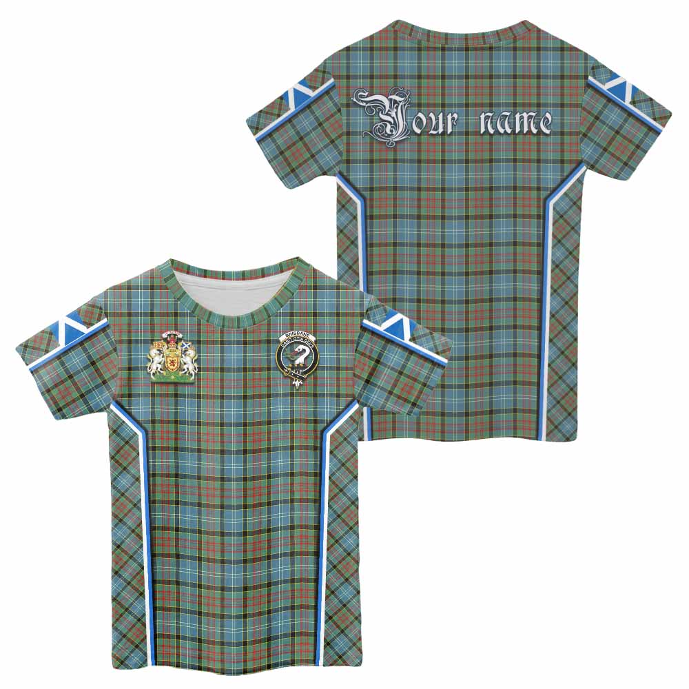 Brisbane Tartan Crest Kid T-shirt Scotland Coat of Arm Flag Style - Tartan Vibes Clothing