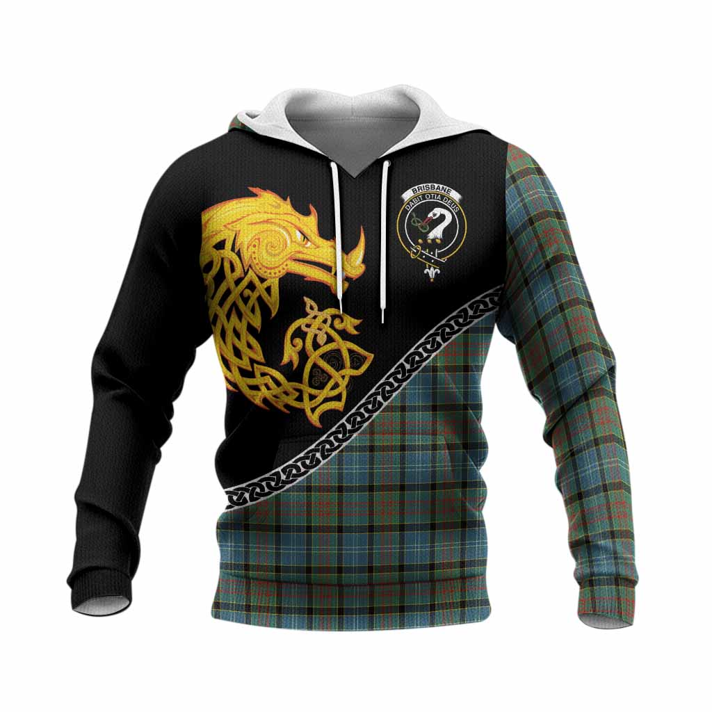Brisbane Tartan Crest Knitted Hoodie Legendary Dragon Knot Half Style