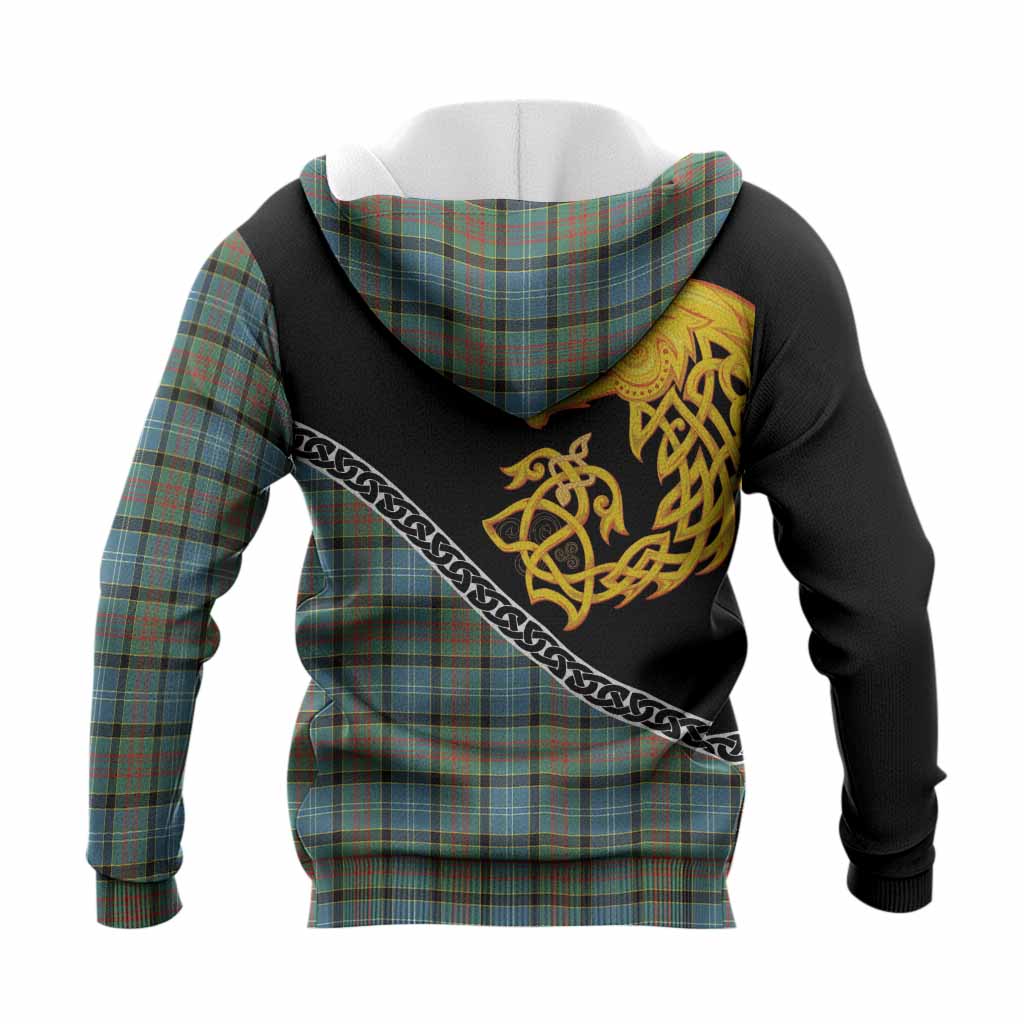 Brisbane Tartan Crest Knitted Hoodie Legendary Dragon Knot Half Style
