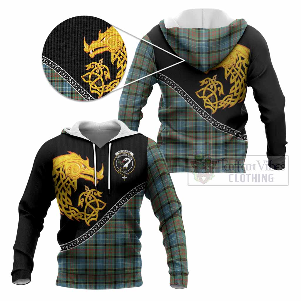 Brisbane Tartan Crest Knitted Hoodie Legendary Dragon Knot Half Style