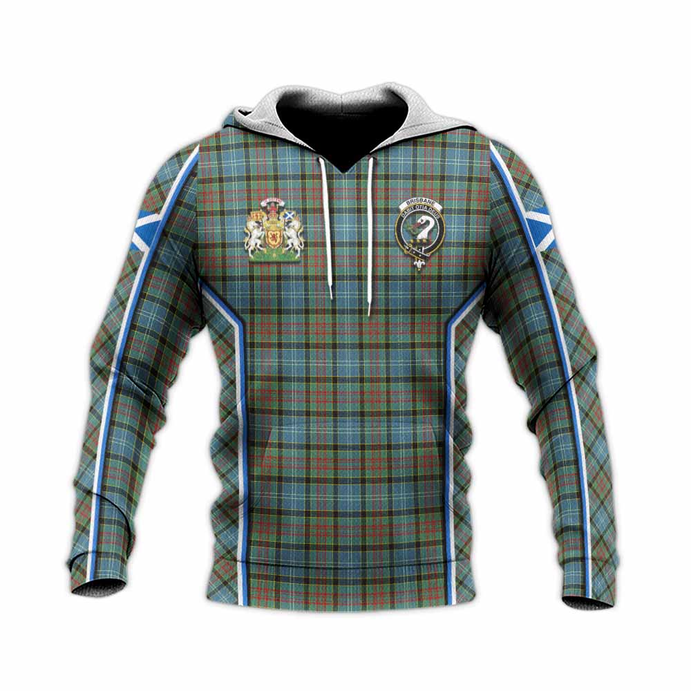 Brisbane Tartan Crest Knitted Hoodie Scotland Coat of Arm Flag Style - Tartan Vibes Clothing