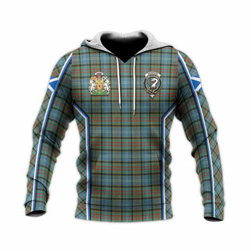 Brisbane Tartan Crest Knitted Hoodie Scotland Coat of Arm Flag Style