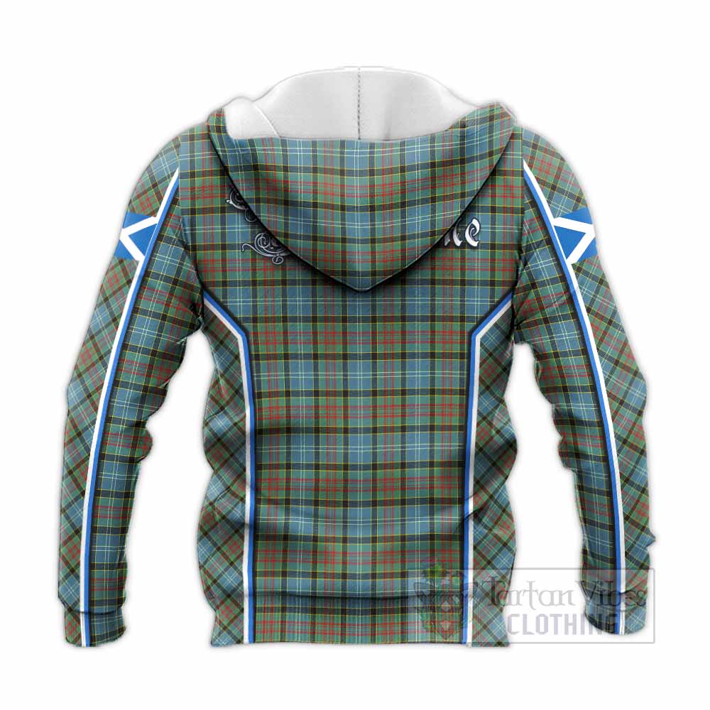 Brisbane Tartan Crest Knitted Hoodie Scotland Coat of Arm Flag Style - Tartan Vibes Clothing