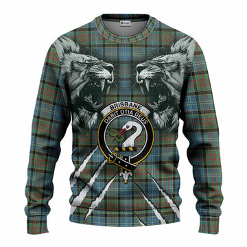 Brisbane Tartan Crest Knitted Sweater Ferocious Lion Style