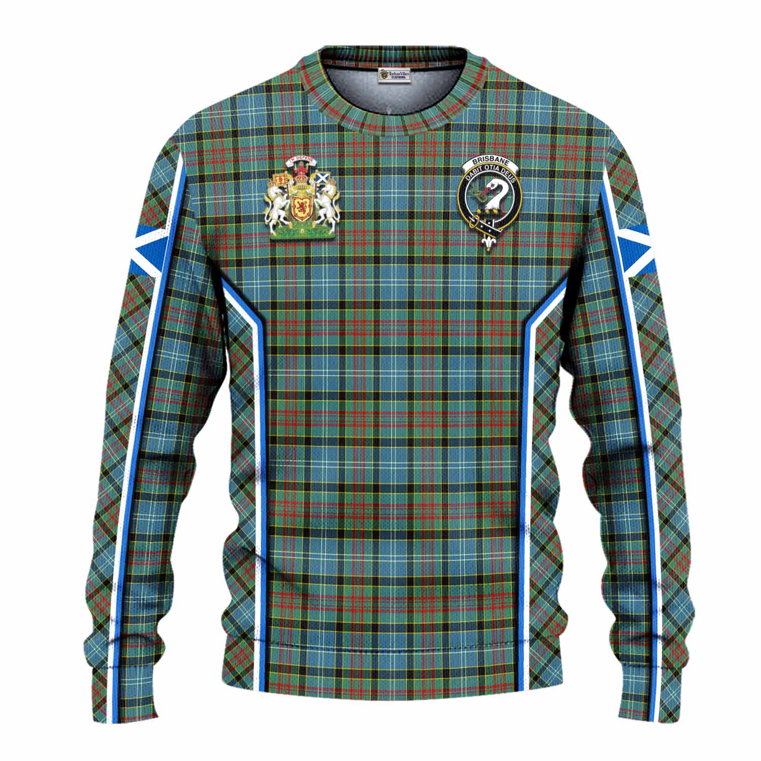 Brisbane Tartan Crest Knitted Sweater Scotland Coat of Arm Flag Style - Tartan Vibes Clothing