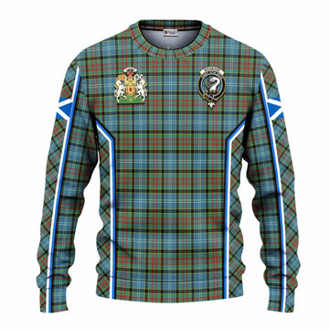Brisbane Tartan Crest Knitted Sweater Scotland Coat of Arm Flag Style