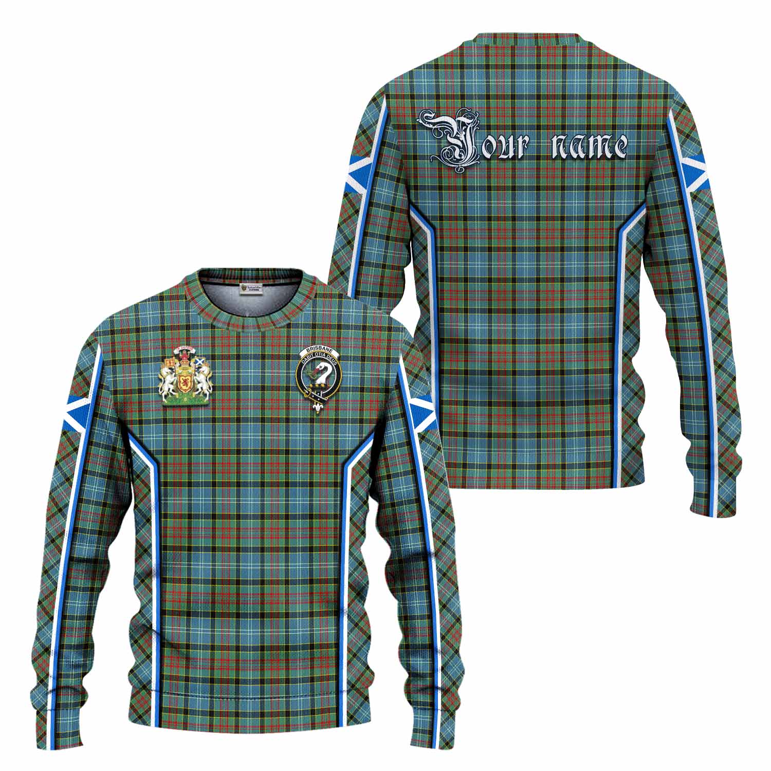 Brisbane Tartan Crest Knitted Sweater Scotland Coat of Arm Flag Style - Tartan Vibes Clothing