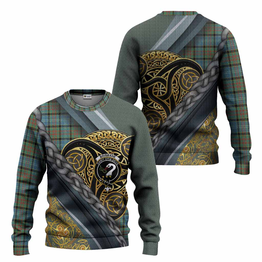 Brisbane Tartan Crest Knitted Sweater Scottish Triskele Celtic