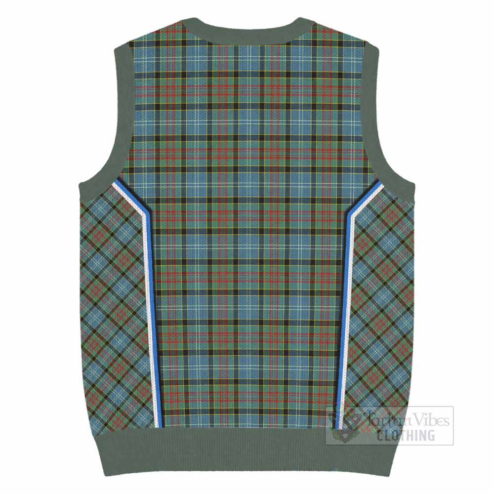 Brisbane Tartan Crest Knitted V-Neck Vest Scotland Coat of Arm Flag Style - Tartan Vibes Clothing