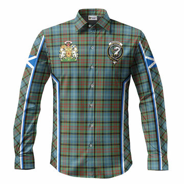 Brisbane Tartan Crest Long Sleeve Button Shirts Scotland Coat of Arm Flag Style