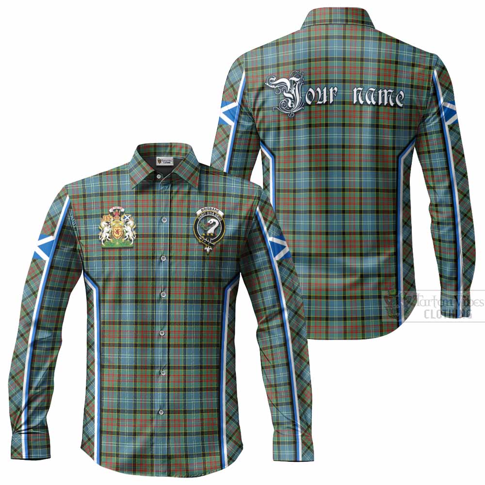 Brisbane Tartan Crest Long Sleeve Button Shirts Scotland Coat of Arm Flag Style - Tartan Vibes Clothing