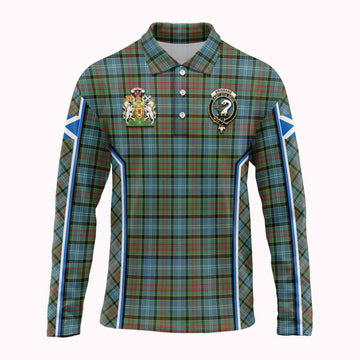 Brisbane Tartan Crest Long Sleeve Polo Shirt Scotland Coat of Arm Flag Style