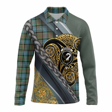 Brisbane Tartan Crest Long Sleeve Polo Shirt Scottish Triskele Celtic