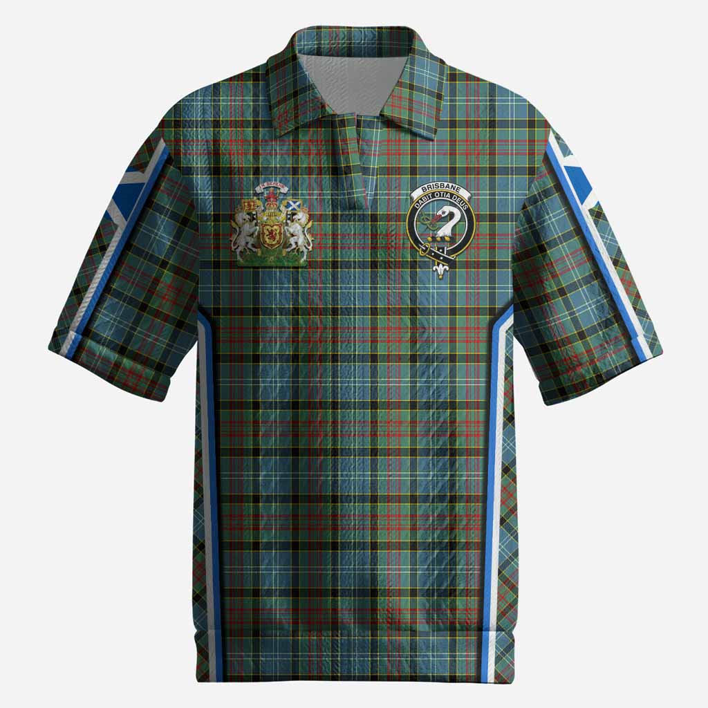 Brisbane Tartan Crest Men’s Polo Sweater Top Scotland Coat of Arm Flag Style