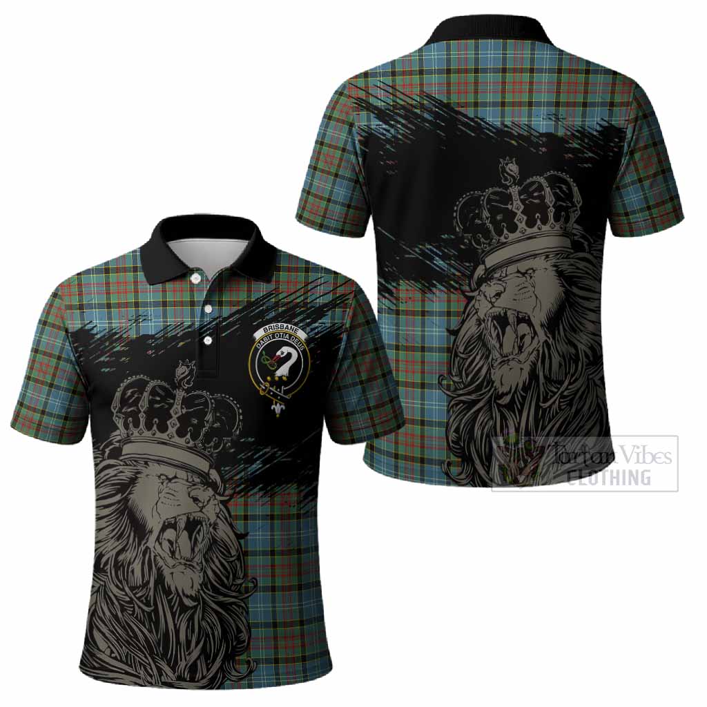 Brisbane Tartan Crest Polo Shirt Crowned Lion Heritage Style