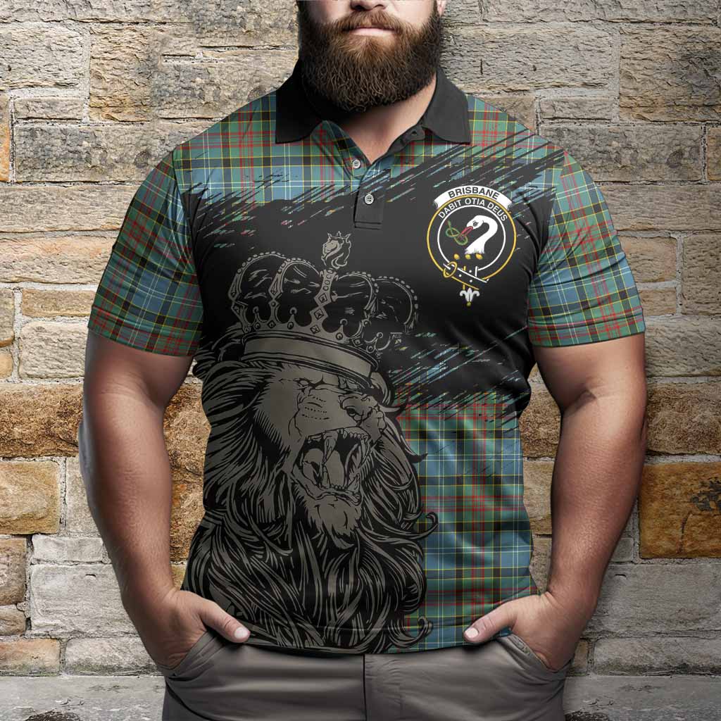 Brisbane Tartan Crest Polo Shirt Crowned Lion Heritage Style