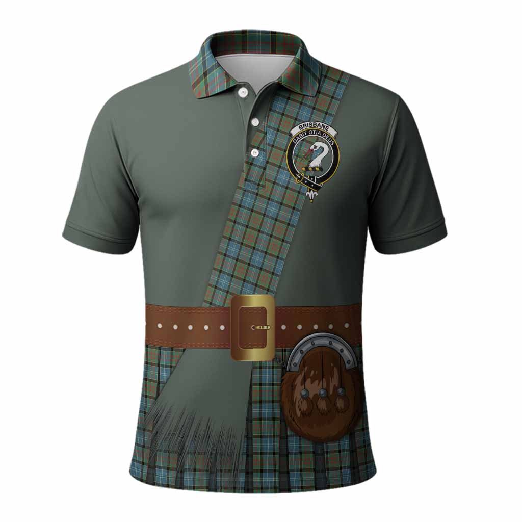 Brisbane Tartan Crest Polo Shirt Kilt Costume Style