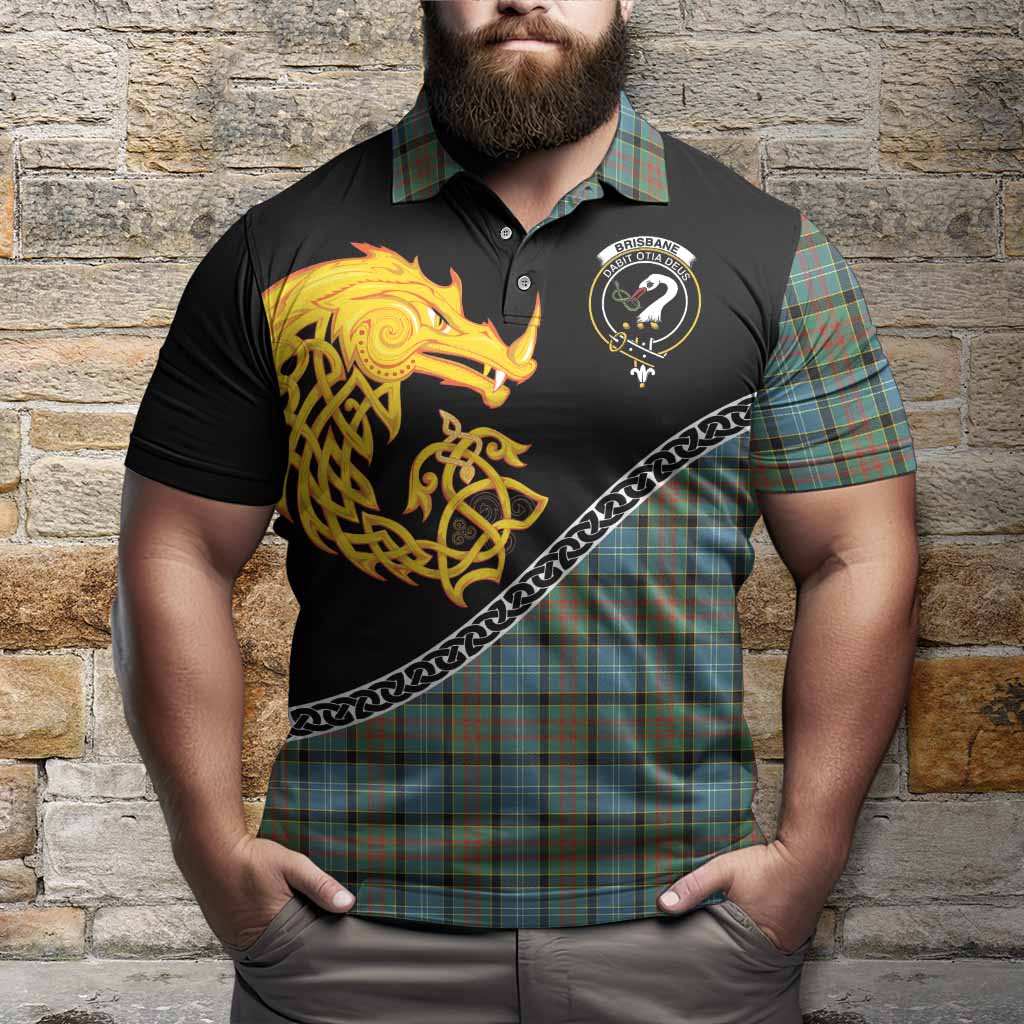 Brisbane Tartan Crest Polo Shirt Legendary Dragon Knot Half Style
