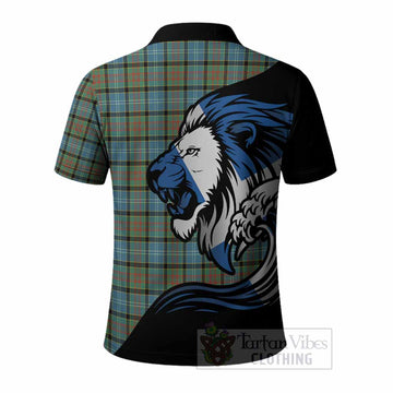 Brisbane Tartan Crest Polo Shirt Scottish Golden Lions Wave Flow