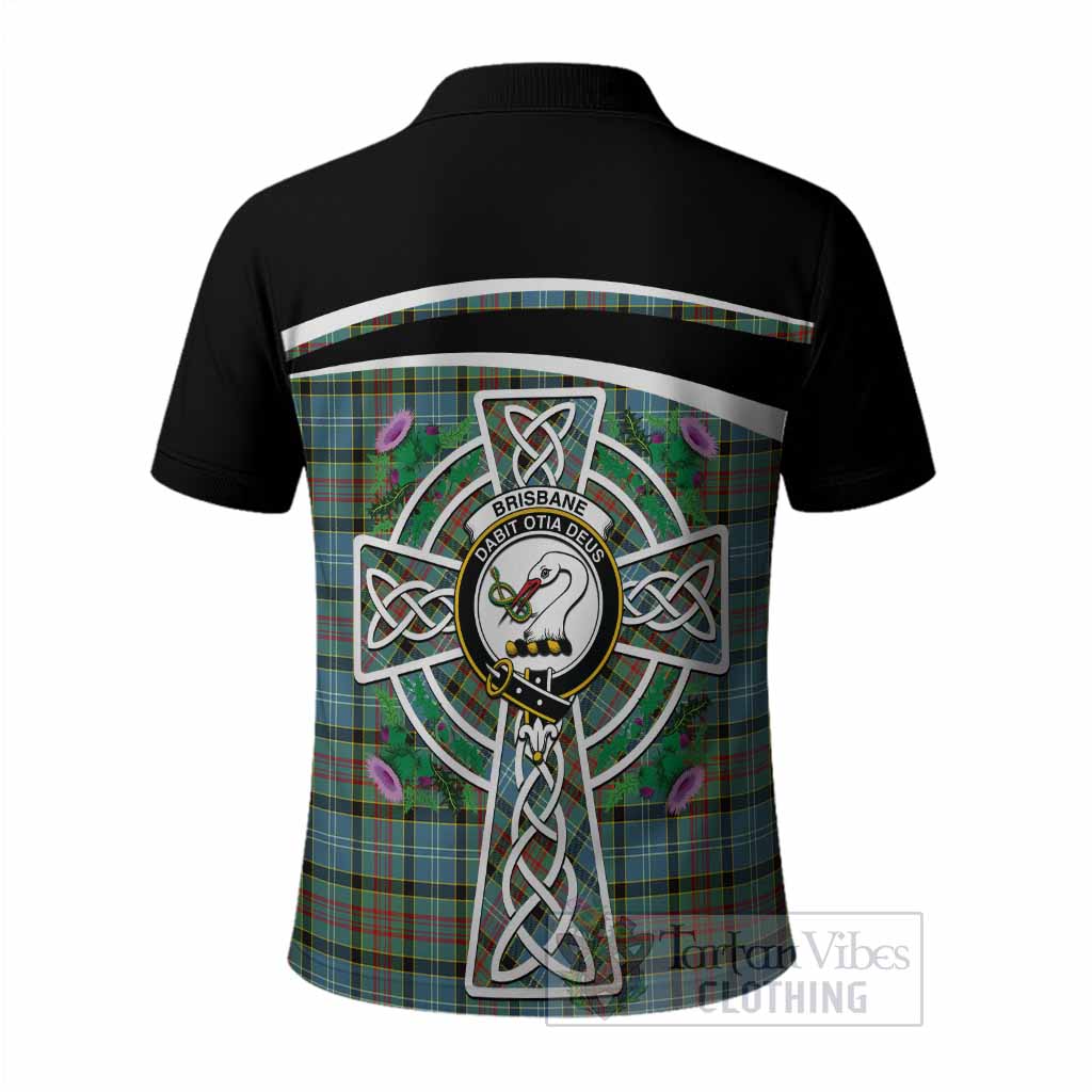 Brisbane Tartan Crest Polo Shirt Scottish Thistle Celtic Cross Alba Gu Brath