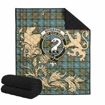 Brisbane Tartan Crest Premium Quilt with Scottish Iconic Symbols 
