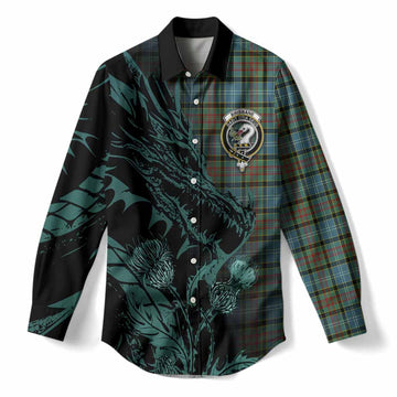 Brisbane Tartan Crest Scottish Women Casual Shirt Dragon and Thistle