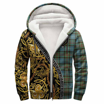 Brisbane Tartan Crest Sherpa Hoodie Celtic Knot and Triple Trickle Spiral Symbols