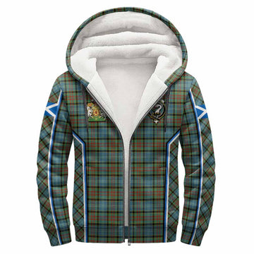 Brisbane Tartan Crest Sherpa Hoodie Scotland Coat of Arm Flag Style