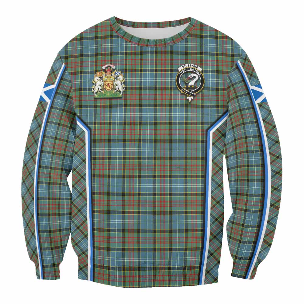 Brisbane Tartan Crest Sweatshirt Scotland Coat of Arm Flag Style - Tartan Vibes Clothing