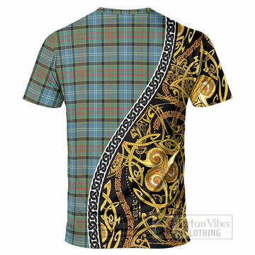 Brisbane Tartan Crest T-Shirt Celtic Knot and Triple Trickle Spiral Symbols