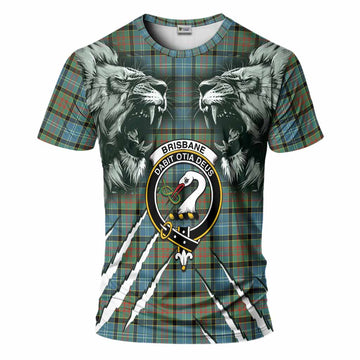 Brisbane Tartan Crest T-Shirt Ferocious Lion Style