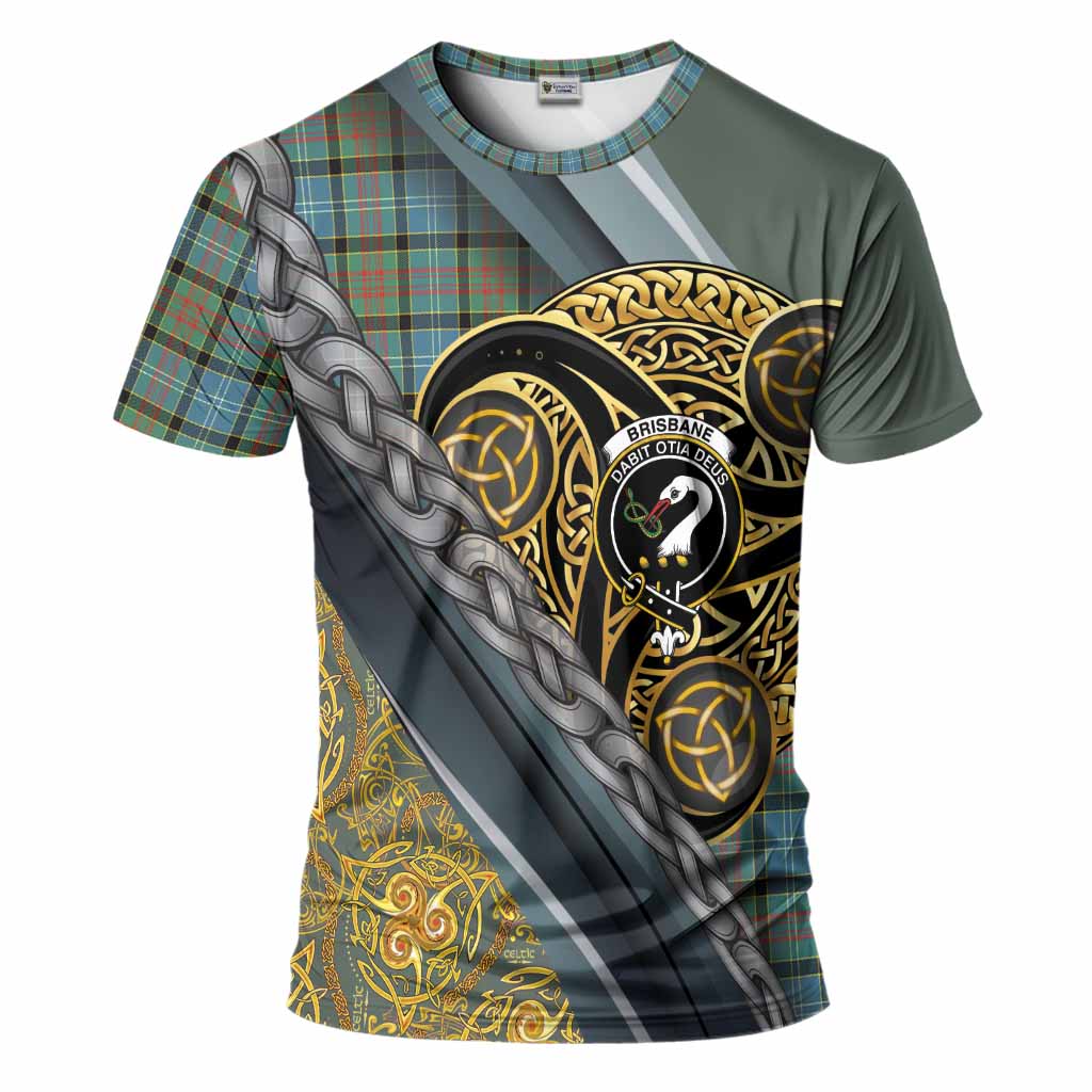 Brisbane Tartan Crest T-Shirt Scottish Triskele Celtic
