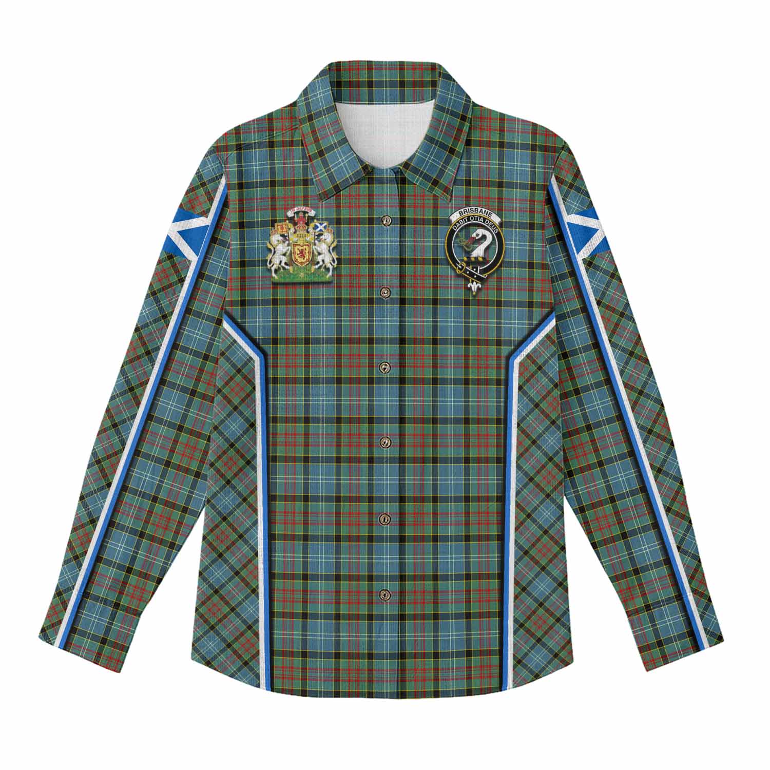 Brisbane Tartan Crest Women Casual Shirt Scotland Coat of Arm Flag Style - Tartan Vibes Clothing