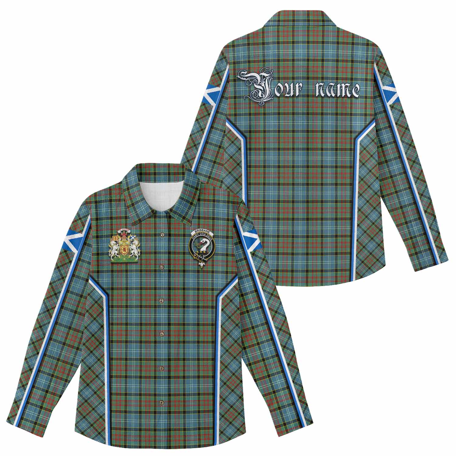 Brisbane Tartan Crest Women Casual Shirt Scotland Coat of Arm Flag Style - Tartan Vibes Clothing