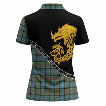 Brisbane Tartan Crest Women Polo Shirt Legendary Dragon Knot Half Style