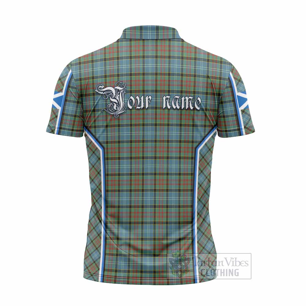 Brisbane Tartan Crest Zipper Polo Shirt Scotland Coat of Arm Flag Style - Tartan Vibes Clothing