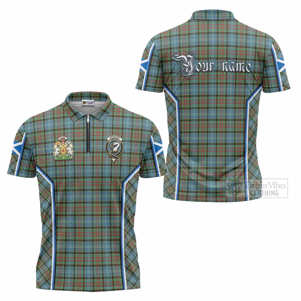 Brisbane Tartan Crest Zipper Polo Shirt Scotland Coat of Arm Flag Style - Tartan Vibes Clothing