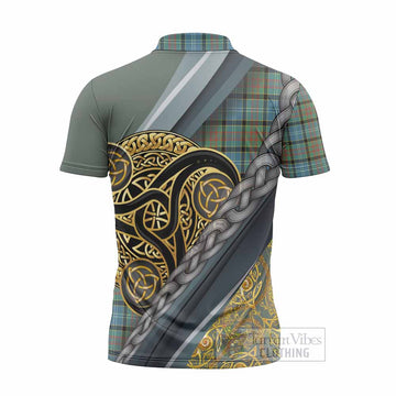 Brisbane Tartan Crest Zipper Polo Shirt Scottish Triskele Celtic