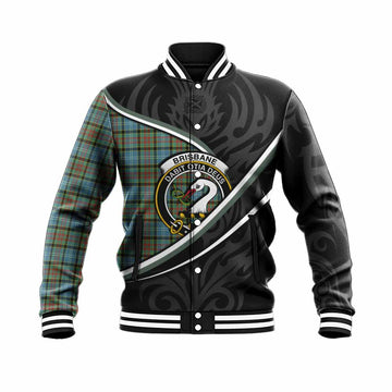Brisbane Tartan Family Crest Baseball Jacket Celtic Scottish Thistle Floral - Tartan Vibes Clothing