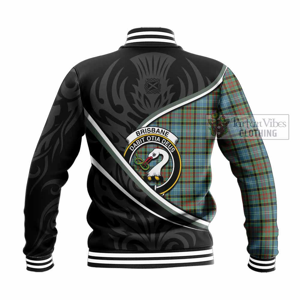 Brisbane Tartan Family Crest Baseball Jacket Celtic Scottish Thistle Floral - Tartan Vibes Clothing