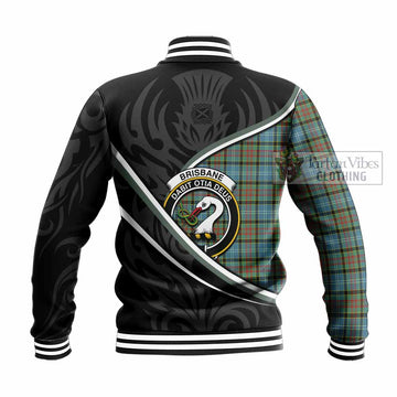 Brisbane Tartan Family Crest Baseball Jacket Celtic Scottish Thistle Floral - Tartan Vibes Clothing