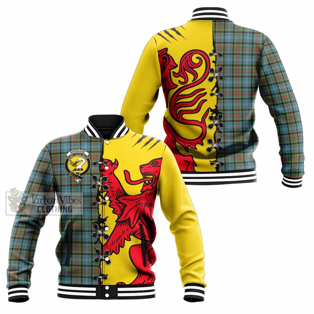 Brisbane Tartan Family Crest Baseball Jacket Lion Rampant Honor - Tartan Vibes Clothing