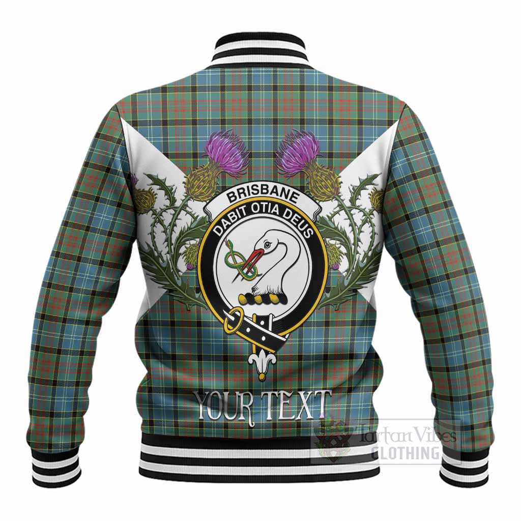 Brisbane Tartan Family Crest Baseball Jacket Scottish Burns Night Thistle Floral