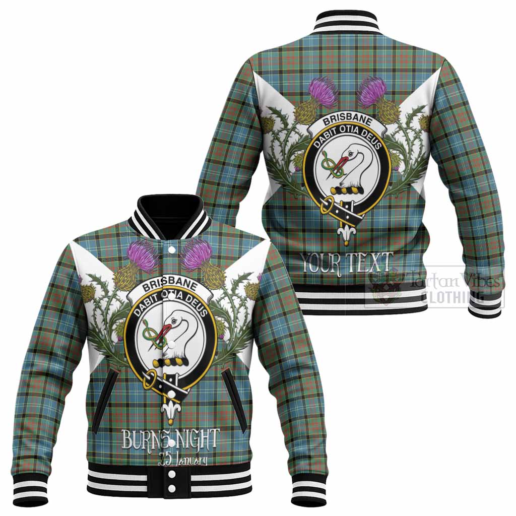 Brisbane Tartan Family Crest Baseball Jacket Scottish Burns Night Thistle Floral