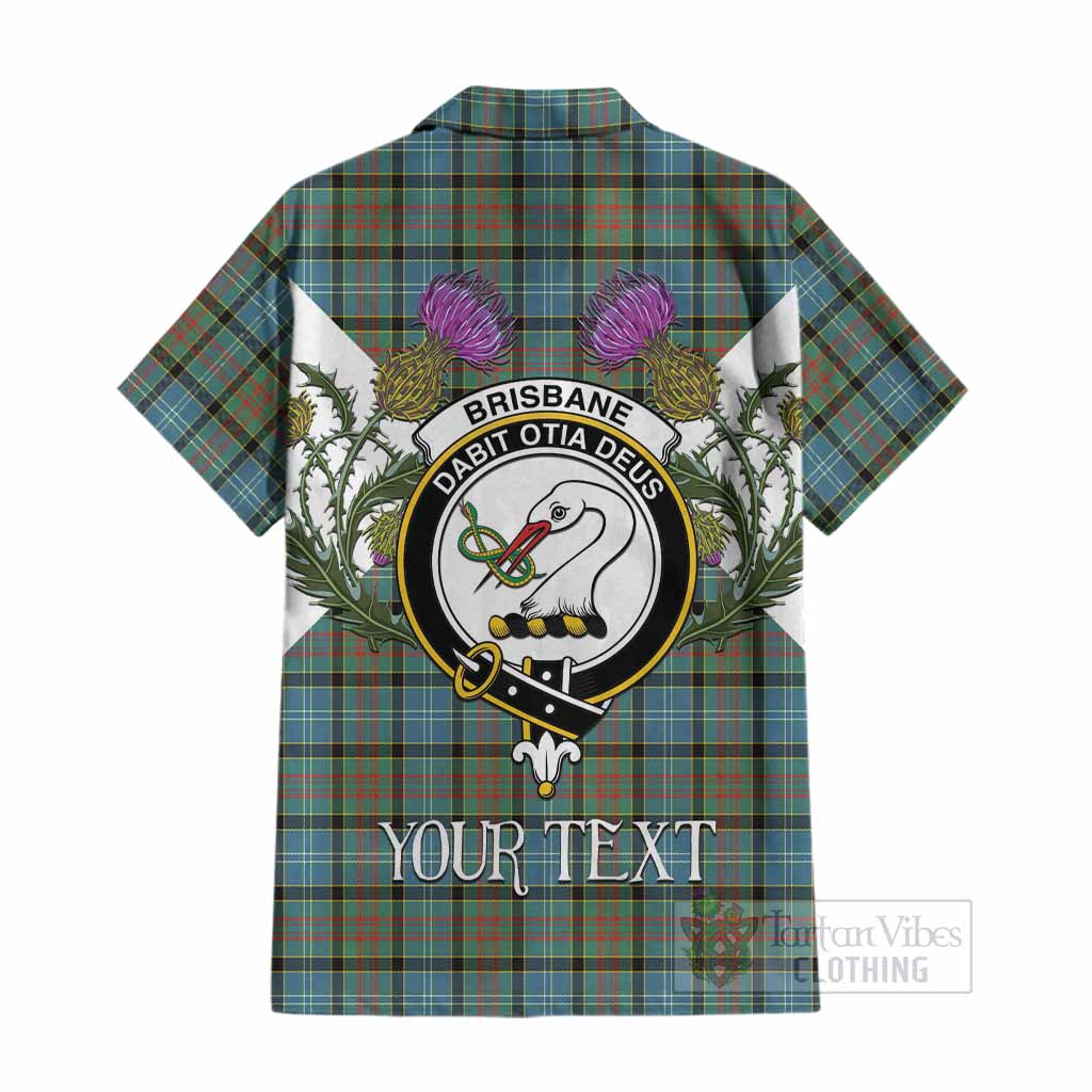Brisbane Tartan Family Crest Cotton Hawaiian Shirt Scottish Burns Night Thistle Floral