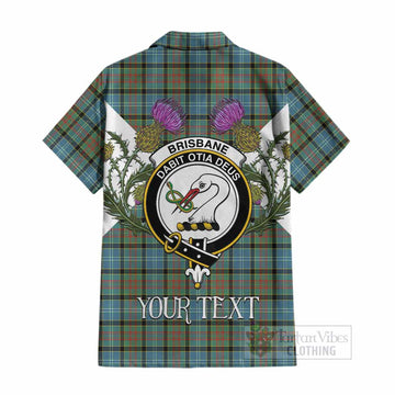 Brisbane Tartan Family Crest Cotton Hawaiian Shirt Scottish Burns Night Thistle Floral