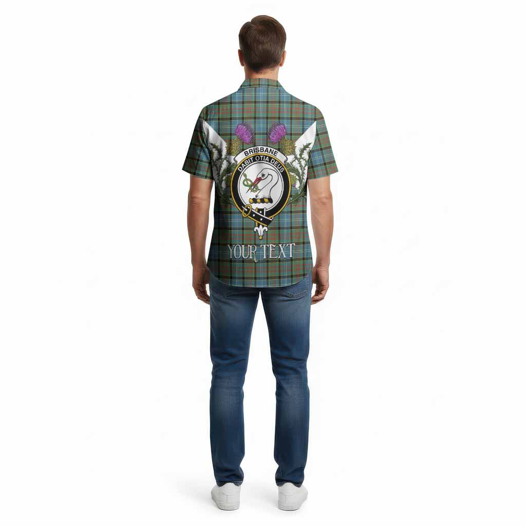 Brisbane Tartan Family Crest Cotton Hawaiian Shirt Scottish Burns Night Thistle Floral